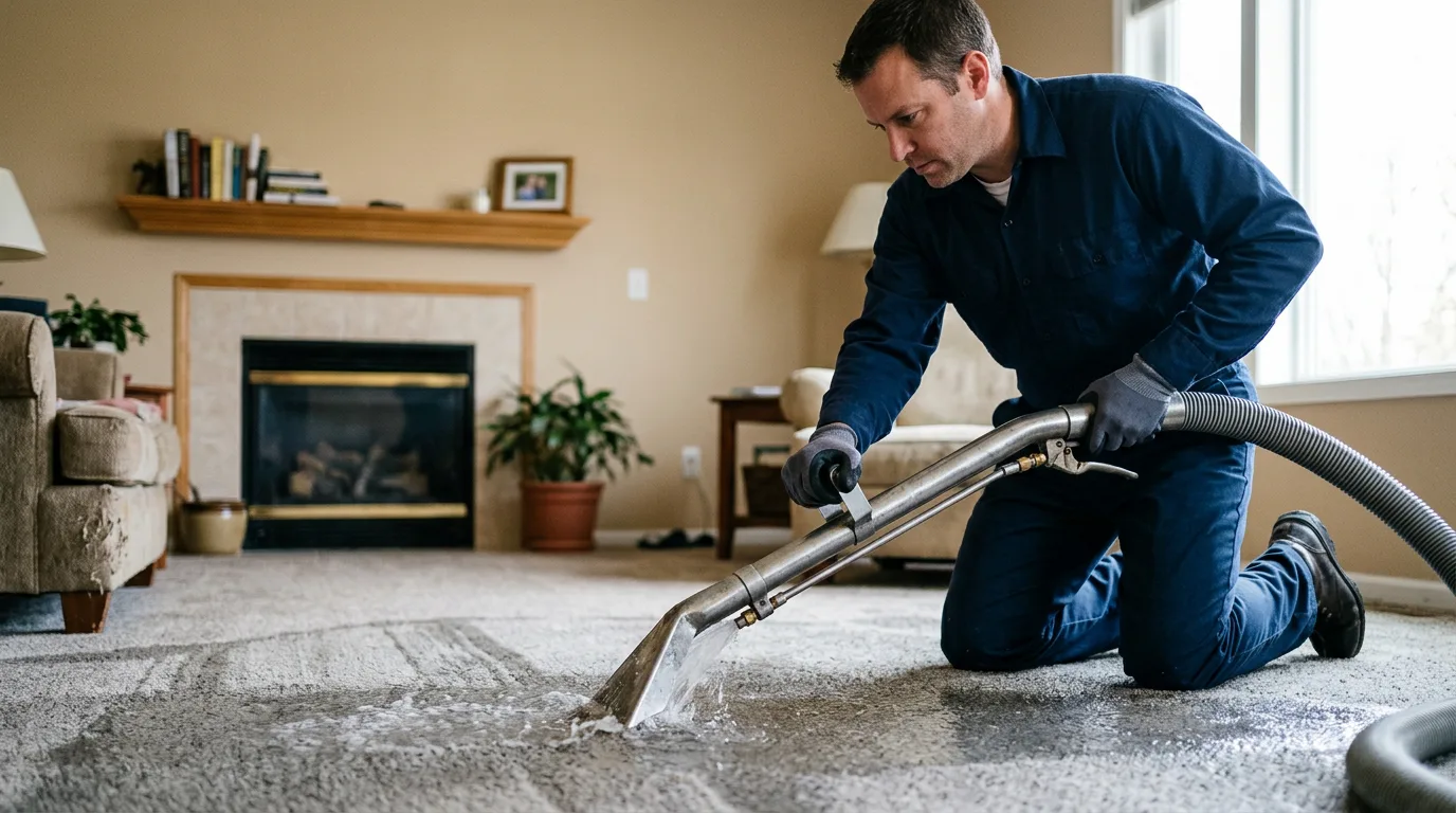 Water damage restoration technician working near Stetsonville, WI